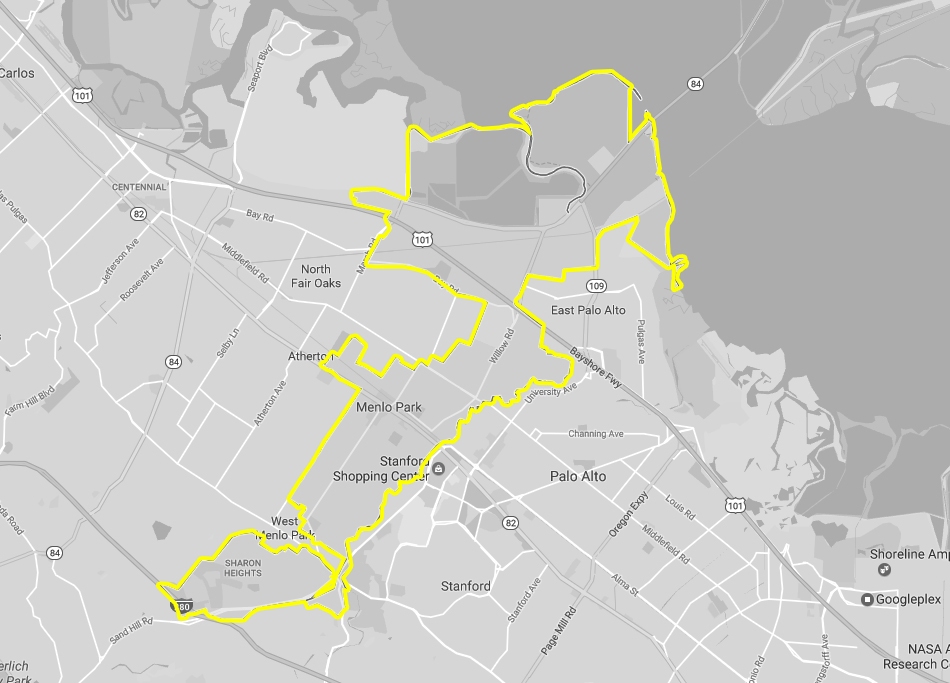 Menlo Park map - Yellow Checker Cab